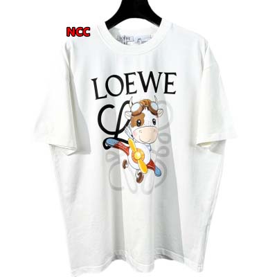 人気新品入荷 LOEWE  綿半袖 Tシャツ260g 男女兼...