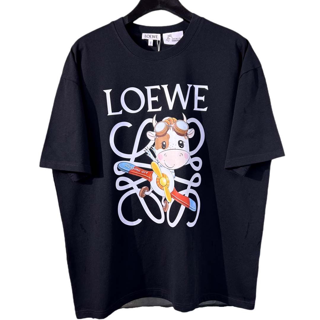 人気新品入荷 LOEWE  綿半袖 Tシャツ260g 男女兼...