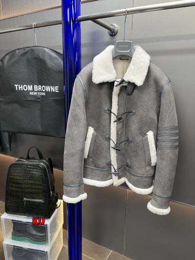 2024年原版復刻秋冬 THOM BROWNE  本革 毛皮...