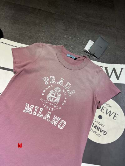 プラダレディースプリント無地ニットTシャツ半袖