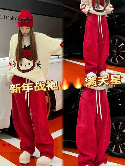 ハイエンド品質の婦人服Aw2025春款爆款新年爆款-赤い毛尼...