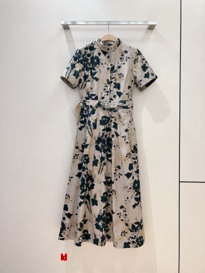 Dior24春夏休暇新品水墨画の元素の図案の半袖ワンピースで...