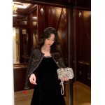 シャネル！コートスカートと冬女性秋と冬のピンタックのベルベットフランス！
