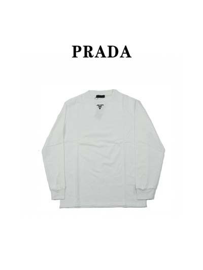 PRADA-プラダ25ssチェストネックロゴプリント長袖Tシ...