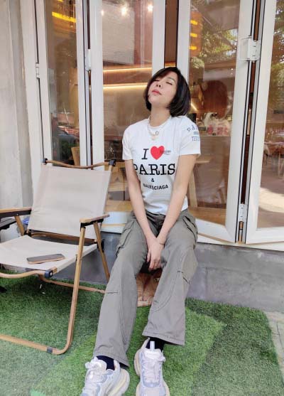 Balenciaga 25fw春夏新作ロゴコレクション I LOVE PARISシリーズ カップル半袖