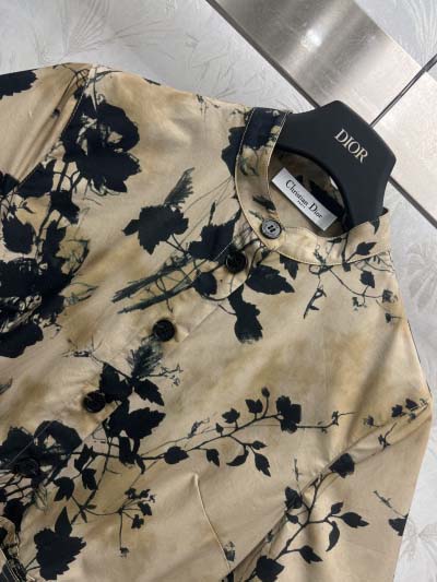 Dior 春夏フレンチブラック花柄半袖ワンピース