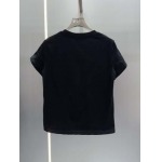 シャネル25SS春夏新作アンティークシリーズ刺繍チェック柄Tシャツ