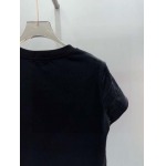 シャネル25SS春夏新作アンティークシリーズ刺繍チェック柄Tシャツ
