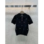 chanel-25 新作刺繍ダブルCカラー半袖シャツ