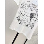 dior 2025春新作ラウンドネックホットダイヤモンドプリント半袖