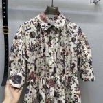 ディオール25ssプリント花柄バブルミディスリーブウエストドレス