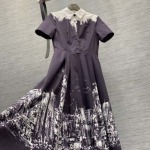 春と夏ディオールプリント腰の長さのドレス