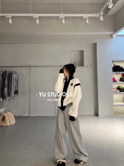 Celine パンダカラーブロックカーディガン コート