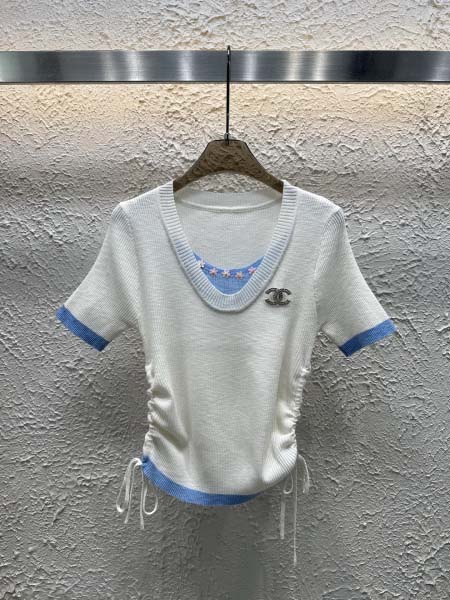 2025年4月30日入荷春夏新作Chanelニット半袖Tシャ...