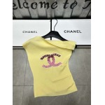 2025年4月30日入荷春夏新作Chanel斜め肩 ニット半袖 Tシャツ  can工場