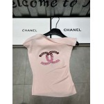2025年4月30日入荷春夏新作Chanel斜め肩 ニット半袖 Tシャツ  can工場