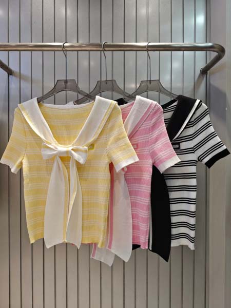 2025年6月9日入荷春夏新作Miumiuニット半袖ファッシ...